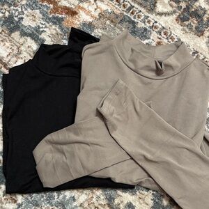 TWO Pack Black and Tan Long Sleeve mock necks
